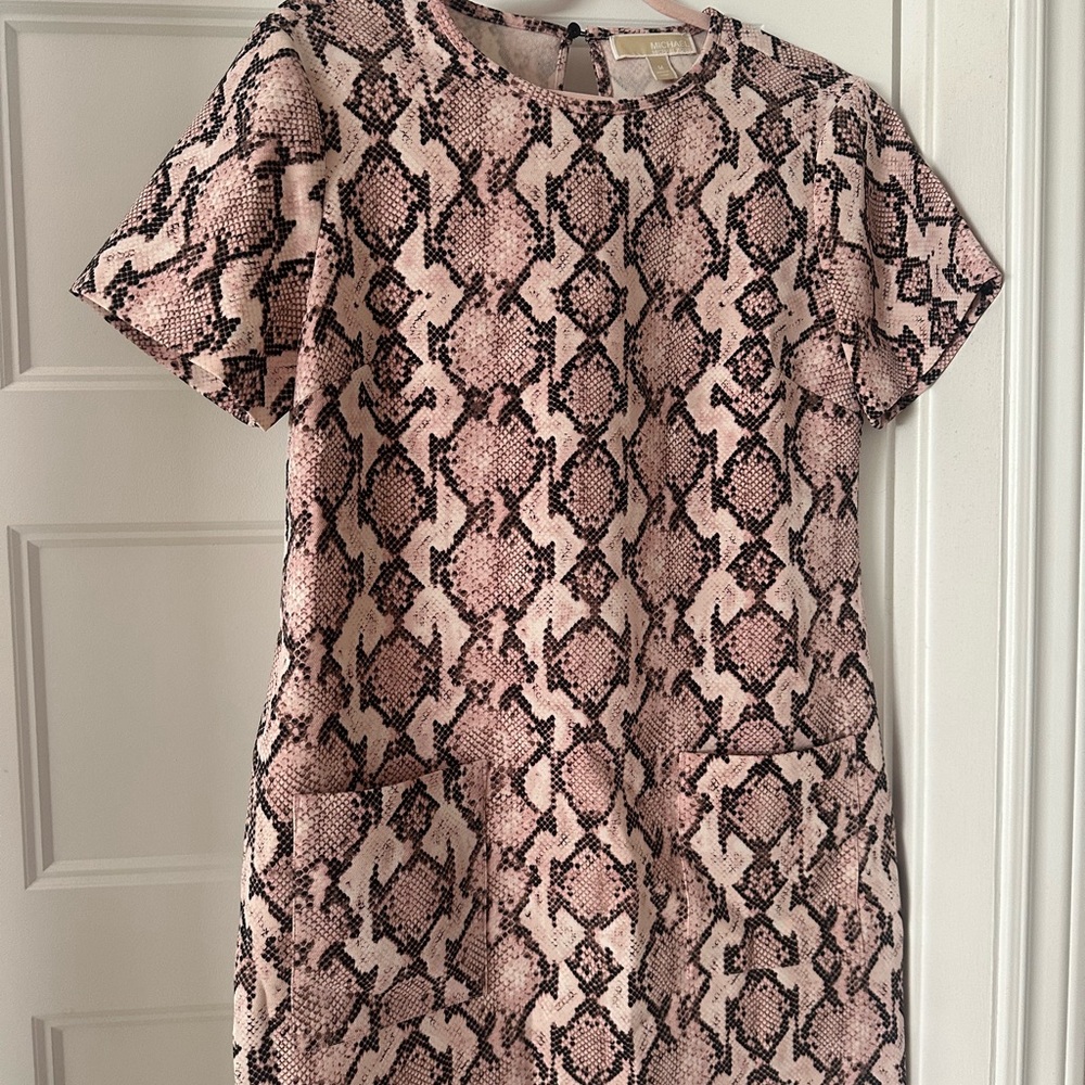 Michael Kors Pink and Black Snake Print Dress